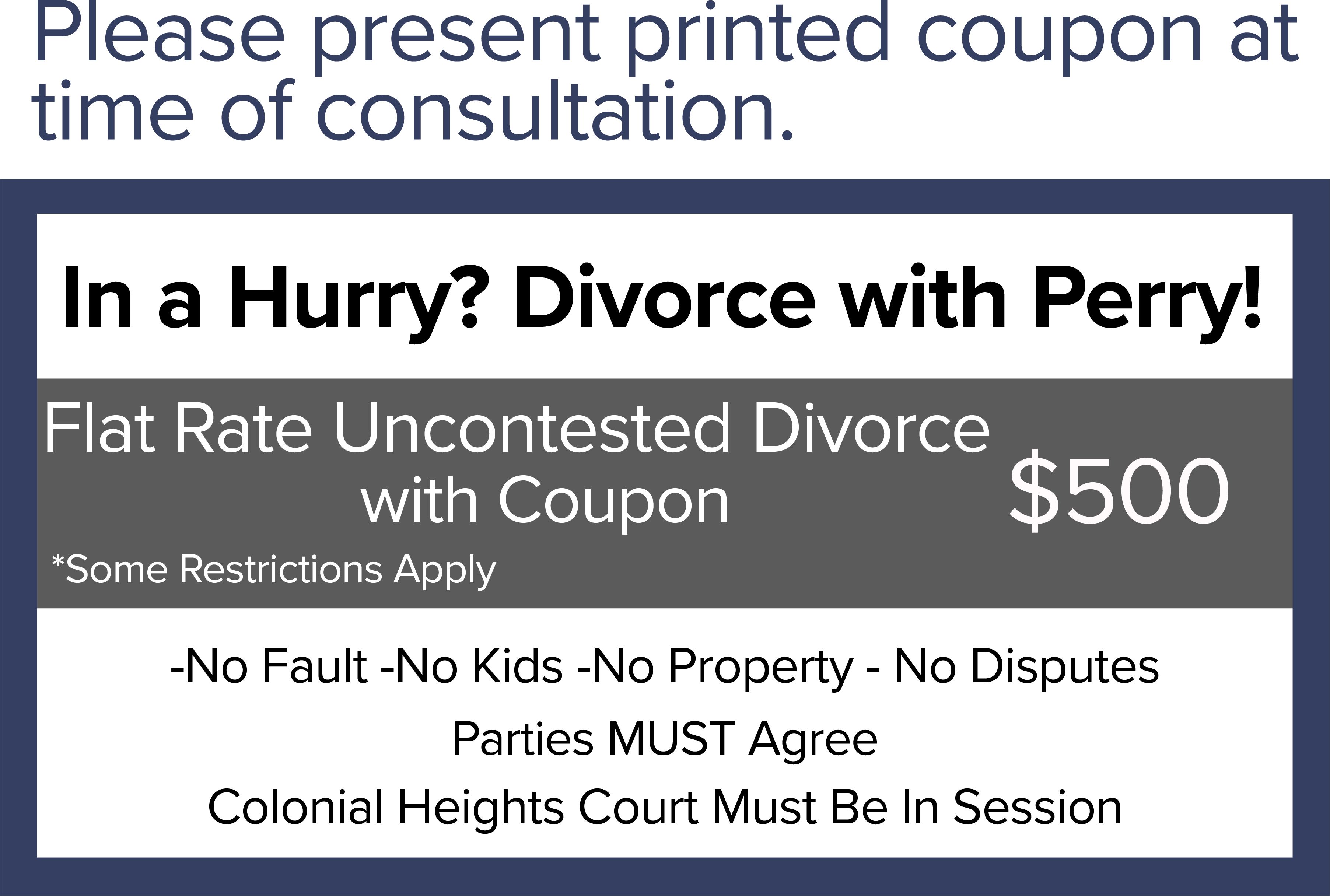 Divorce coupon from Perry Law Group